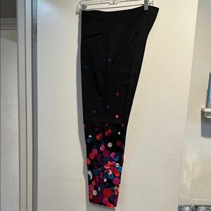 Trina Turk Black Pants with Colorful Dots